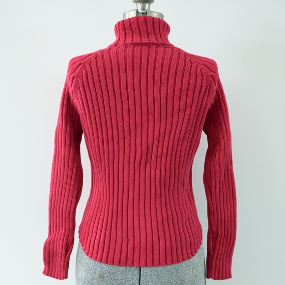 2000s GAP Red Cotton Ribbed Turtleneck Sweater Size S | Thick Knit - Picture 4 of 9